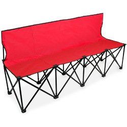 6-Foot Portable Folding 4 Seat Bench with Back, Red