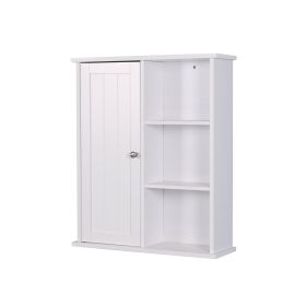 Wall Mount Medicine Cabinet with a Door, Wooden Bathroom Storage Cabinet with Adjustable Shelf