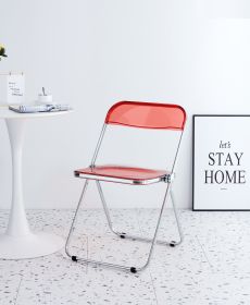 RED Clear Transparent Folding Chair Chair Pc Plastic Living Room Seat