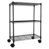 Simple Deluxe Heavy Duty 3-Shelf Shelving with Wheels, Adjustable Storage Units, Steel Organizer Wire Rack, 23" W x 13" D x 33" H, Black