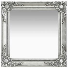 Wall Mirror Baroque Style 19.7"x19.7" Silver