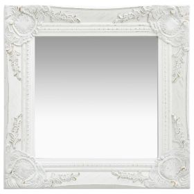 Wall Mirror Baroque Style15.7"x15.7" White