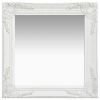 Wall Mirror Baroque Style 19.7"x19.7" White