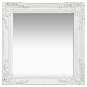 Wall Mirror Baroque Style 19.7"x19.7" White