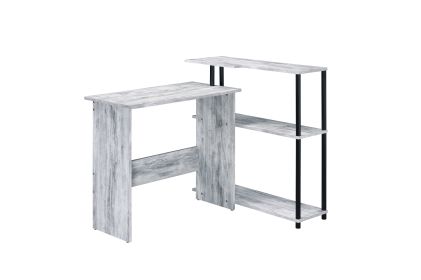 Ievi Writing Desk; Antique White & Black Finish