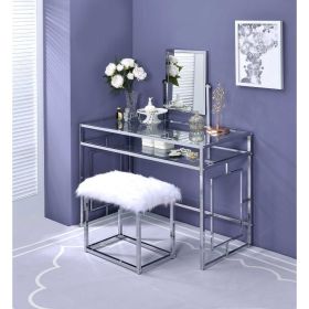 Carenze II Curio Cabinet in White Faux Fur & Chrome XH