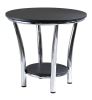 Maya Round End Table; Black Top; Metal Legs