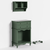 Pet Storage Cabinet with Wall Mounted Cabinet, 2 Drawers and Semi-Open Space, Hidden Cat Litter Box, Multi-Functional End Table-Green