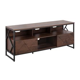 Folia Contemporary TV Stand in Walnut Wood and Black Steel by LumiSource