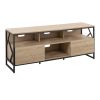 Folia Contemporary TV Stand in Natural Wood and Black Steel by LumiSource