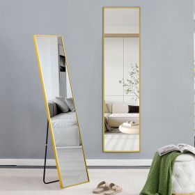 Aluminum alloy metal frame wall-mounted full-length mirror, bathroom vanity mirror, bedroom home porch, decorative mirror, clothing mirror