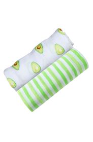 ORGANIC SWADDLE SET - AVOCADO GREEN STRIPE