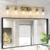 Golden 6-Light Vanity Light with Clear Glass Shades, Modern Iron Metal Bathroom Wall Fixture for Mirror