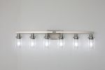 Modern 6-Light Bathroom Vanity Light Fixture - Brushed Nickel Finish with Clear Glass Shades, Perfect for Bathroom, Vanity