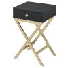 Black and Brass 1-Drawer Rectangular Accent Table