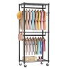 Mini Rolling Clothes Rack, Heavy Duty Garment Racks 3 Tiers Portable Adjustable Wire Shelves with Wheels