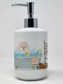 White Pomeranian Ceramic Soap Dispenser Hand Soap Dispenser Pump Bottles for Bathroom Kitchen, Empty Refillable Liquid Soap Container