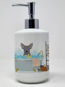 Blue Chihuahua Ceramic Soap Dispenser Hand Soap Dispenser Pump Bottles for Bathroom Kitchen, Empty Refillable Liquid Soap Container