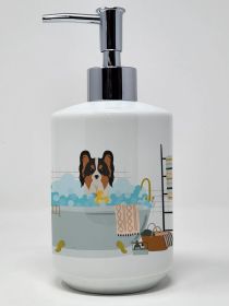 Tricolor Papillon Ceramic Soap Dispenser Hand Soap Dispenser Pump Bottles for Bathroom Kitchen, Empty Refillable Liquid Soap Container