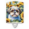 NEW Shih Tzu in Sunflowers Ceramic Night Light Compact, UL-Certified, Ideal for Bedroom, Bathroom, Nursery, Hallway, Kitchen, 6x4x3, Multicolor