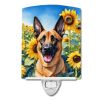 NEW Belgian Malinois in Sunflowers Ceramic Night Light Compact, UL-Certified, Ideal for Bedroom, Bathroom, Nursery, Hallway, Kitchen, 6x4x3