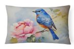 Watercolor Birds Throw Pillow Throw Pillow for Indoor Couch Bed Outdoor Patio Washable, Bluebird 3188,12Hx16W