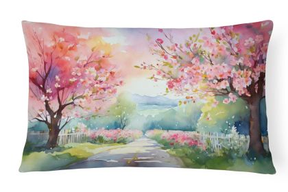 NEW State Watercolor Flowers Throw Pillow Throw Pillow for Indoor Couch Bed Outdoor Patio Washable, Michigan Apple Blossoms 1671,12Hx16W