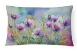 State Watercolor Flowers Throw Pillow Throw Pillow for Indoor Couch Bed Outdoor Patio Washable, South Dakota Pasque Flowers 1705,12Hx16W