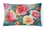 State Watercolor Flowers Throw Pillow Throw Pillow for Indoor Couch Bed Outdoor Patio Washable, Oklahoma Roses 1701,12Hx16W