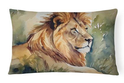 NEW Watercolor Wildlife Throw Pillow Throw Pillow for Indoor Couch Bed Outdoor Patio Washable, Lion 2951,12Hx16W