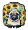 NEW Pug in Sunflowers Compact Mirror Decorative Travel Makeup Mirror for Women Girls Gifts Pocket Makeup Mirror Folding Handheld