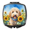 NEW Goldendoodle in Sunflowers Compact Mirror Decorative Travel Makeup Mirror for Women Girls Gifts Pocket Makeup Mirror Folding Handheld