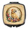 NEW Yellow Labrador Retriever and Flowers Compact Mirror Decorative Travel Makeup Mirror for Women Girls Gifts Pocket Makeup Mirror Folding Handheld