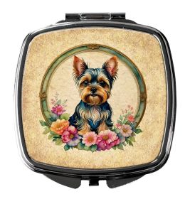 NEW Yorkshire Terrier and Flowers Compact Mirror Decorative Travel Makeup Mirror for Women Girls Gifts Pocket Makeup Mirror Folding Handheld