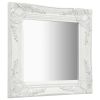 Wall Mirror Baroque Style15.7"x15.7" White