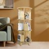 3-Layer Rotating Bookcase 360 Rotating Display Rack Pine Wood Rotating Bookshelf