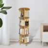 4-Layer Rotating Bookcase 360 Rotating Display Rack Pine Wood Rotating Bookshelf