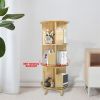 3-Layer Rotating Bookcase 360 Rotating Display Rack Pine Wood Rotating Bookshelf