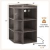 Grey three-layer corner cabinet with charging station