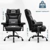 High Back Office Chair, 400lbs Rocking Desk Chair, Ergonomic Executive Office Chair with Adjustable Padded Armrest and Massage Lumbar Support