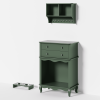 Pet Storage Cabinet with Wall Mounted Cabinet, 2 Drawers and Semi-Open Space, Hidden Cat Litter Box, Multi-Functional End Table-Green