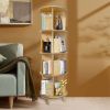 4-Layer Rotating Bookcase 360 Rotating Display Rack Pine Wood Rotating Bookshelf