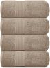 4 Pack Resort Collection Soft Bath Towels | 28x55 in Luxury Hotel Plush Absorbent Cotton Bath Towel Large Taupe Color