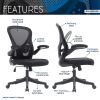 Techni Mobili Black Mesh Office Chair with Lumbar Support and Flip-Up Arms