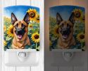 NEW Belgian Malinois in Sunflowers Ceramic Night Light Compact, UL-Certified, Ideal for Bedroom, Bathroom, Nursery, Hallway, Kitchen, 6x4x3