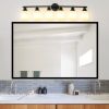 Modern 6-Light Vanity Bathroom Mirror Light, Frosted White Glass with Black Iron Frame, Contemporary Wall Sconce for Bedroom, Bathroom