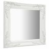 Wall Mirror Baroque Style 19.7"x19.7" White