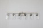 Modern 6-Light Bathroom Vanity Light Fixture - Brushed Nickel Finish with Clear Glass Shades, Perfect for Bathroom, Vanity