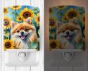 NEW Pomeranian in Sunflowers Ceramic Night Light Compact, UL-Certified, Ideal for Bedroom, Bathroom, Nursery, Hallway, Kitchen, 6x4x3, Multicolor