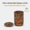 Olive Wood Spice Jar Salt Keeper w/Lid